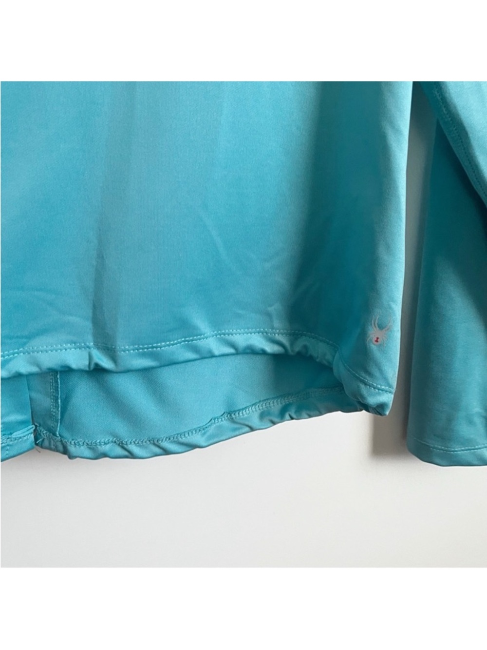 Spyder Active Base Layer Top teal blue stretchy wicking pullover drawstring - Picture 3 of 8